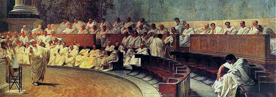 »Quo usque tandem abutere, [publicanus], patientia nostra?« abgewandeltes Zitat aus Marcus Tullius Ciceros 1. Rede gegen Catilina aus dem Jahr 63. v. Chr.